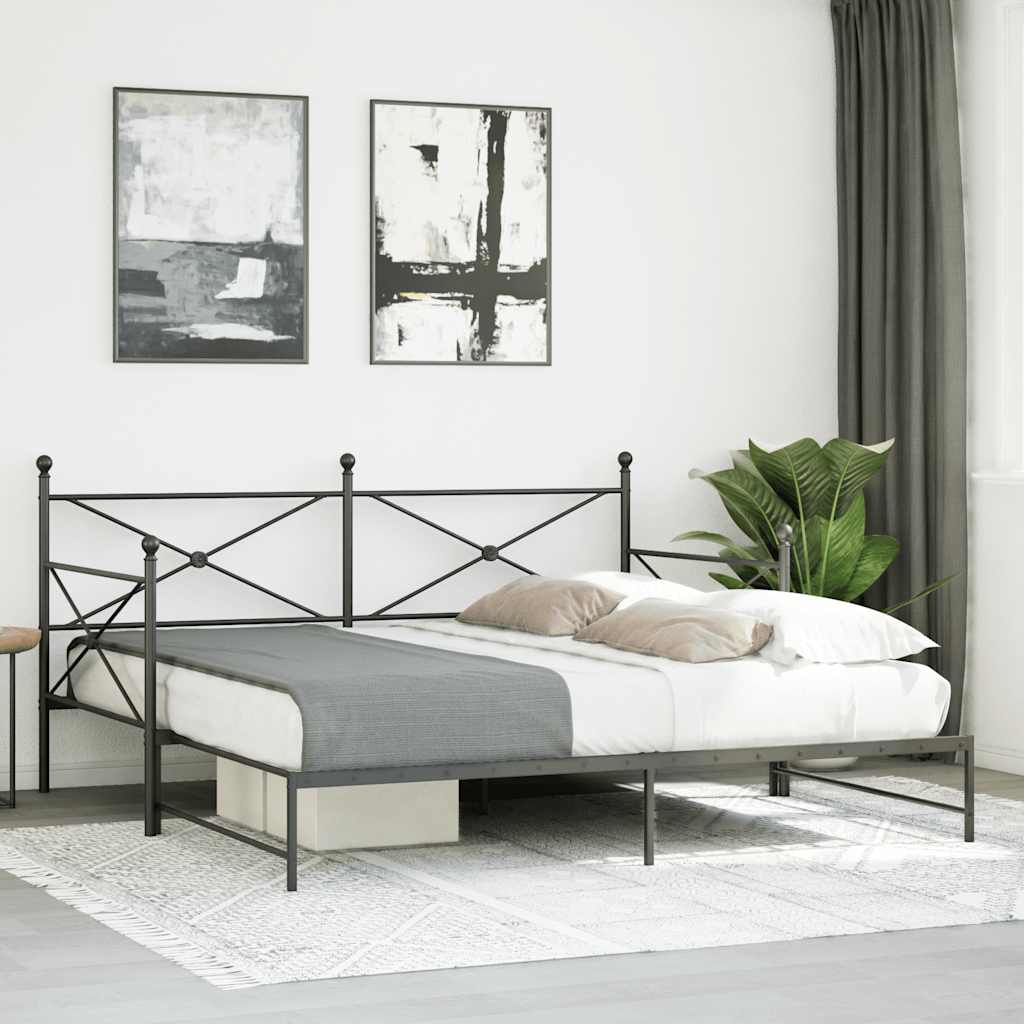 kihúzható kanapéágy matrac nélkül fekete 100x200 cm acél