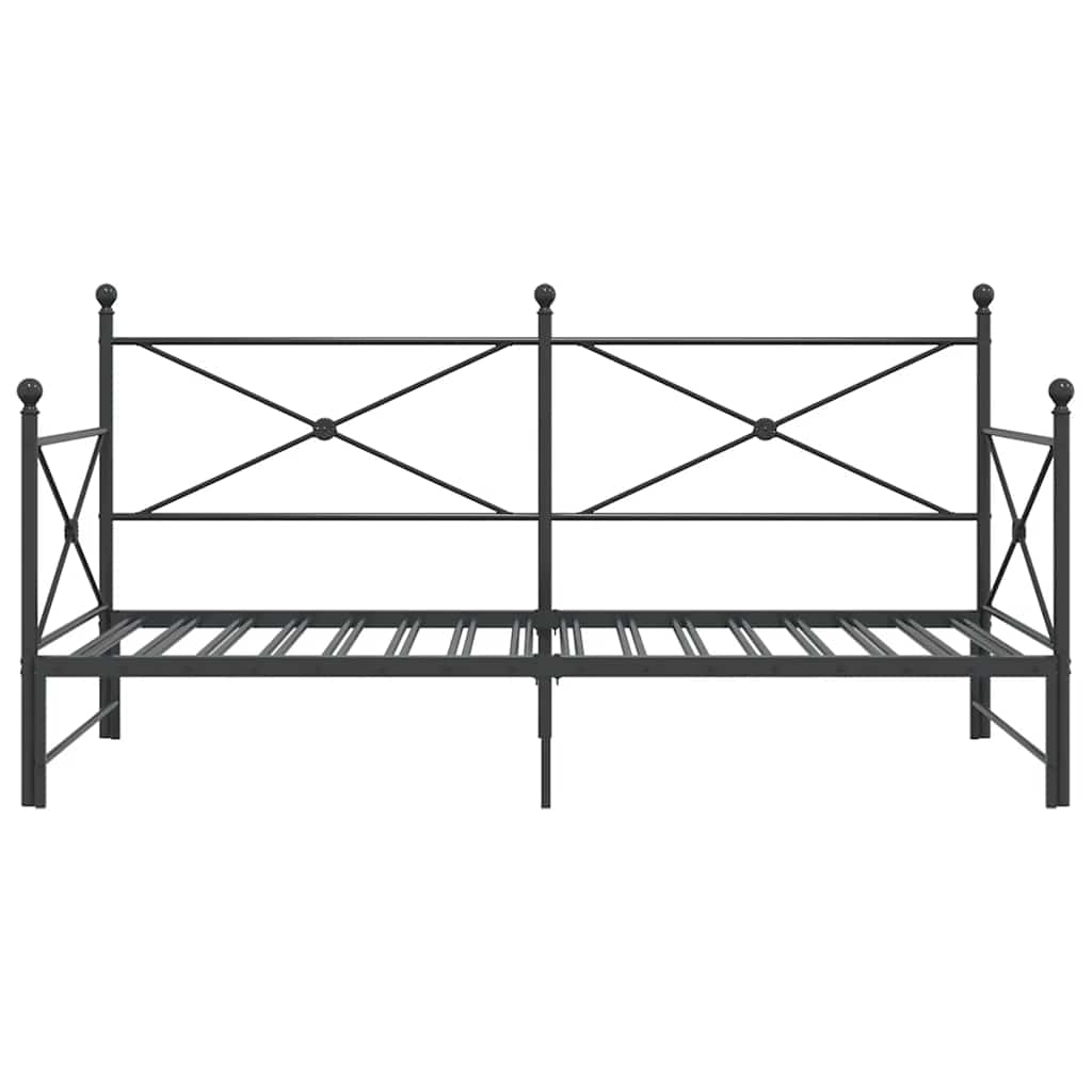 kihúzható kanapéágy matrac nélkül fekete 100x200 cm acél