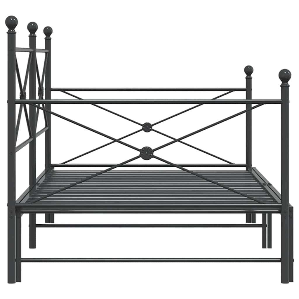 kihúzható kanapéágy matrac nélkül fekete 100x200 cm acél