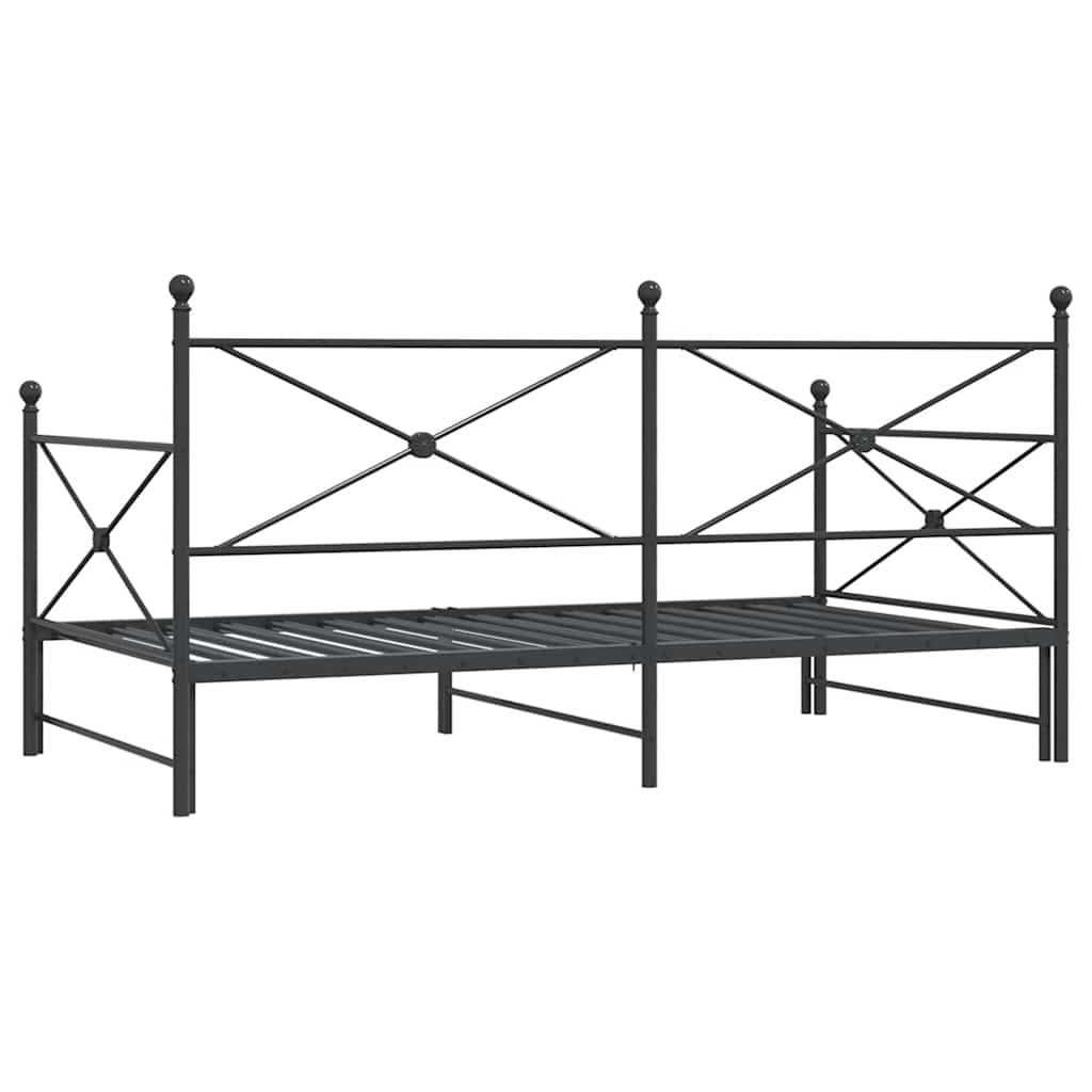 kihúzható kanapéágy matrac nélkül fekete 100x200 cm acél