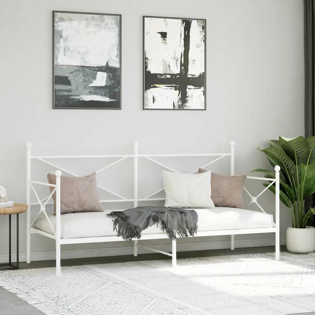 kanapéágy matrac nélkül fehér 90x200 cm acél