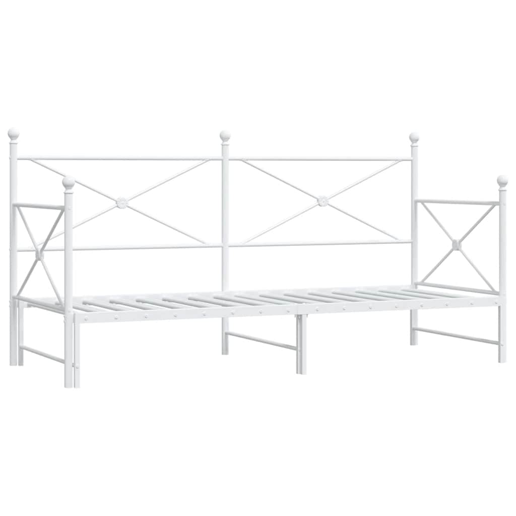 Daybed with Trundle without Mattress White 80x200 cm acél