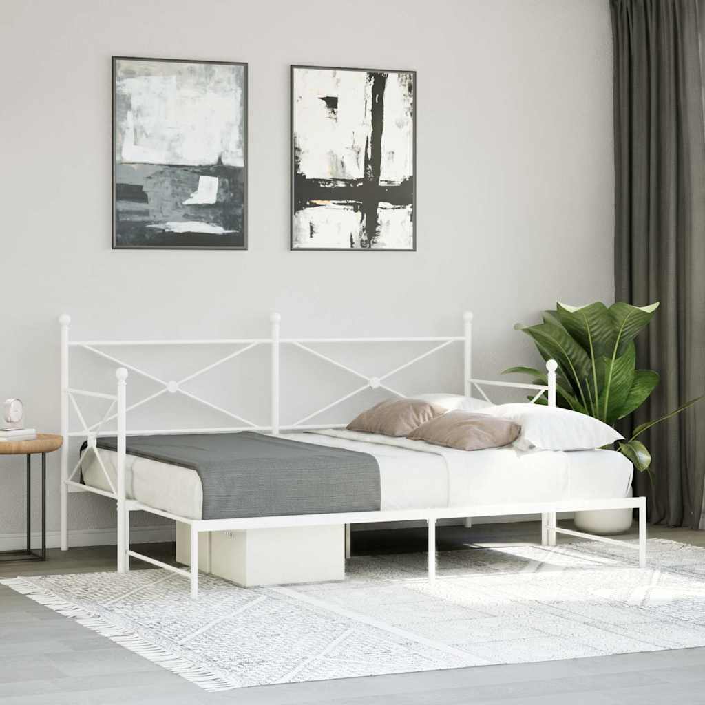Daybed with Trundle without Mattress White 80x200 cm acél