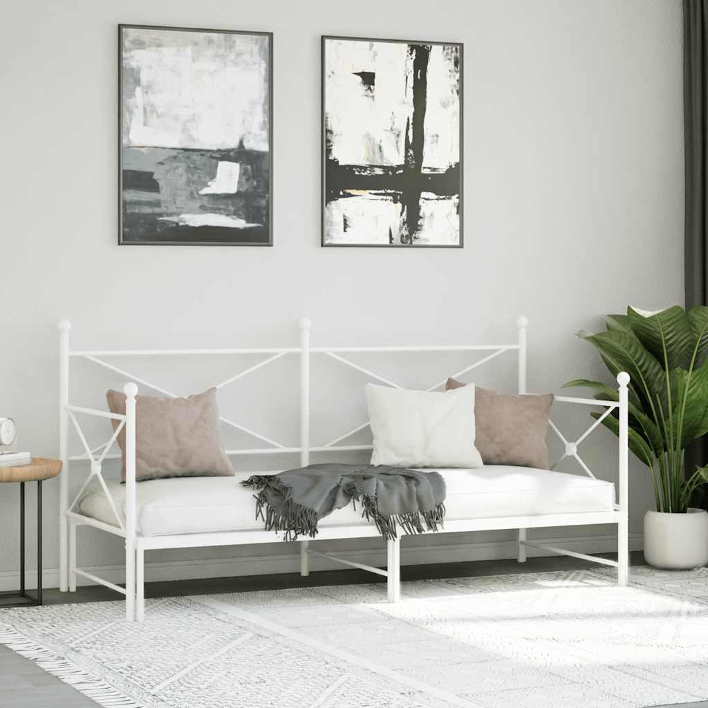 Daybed with Trundle without Mattress White 80x200 cm acél