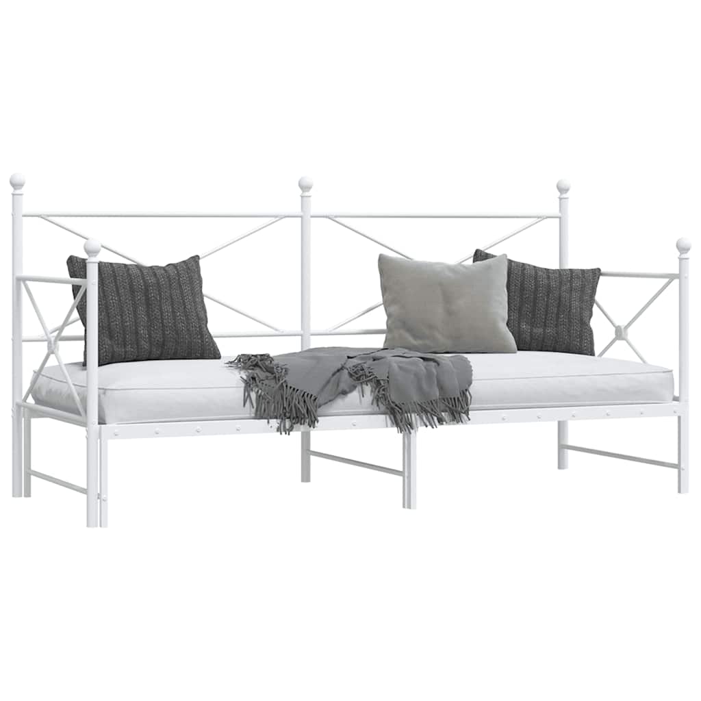 Daybed with Trundle without Mattress White 80x200 cm acél