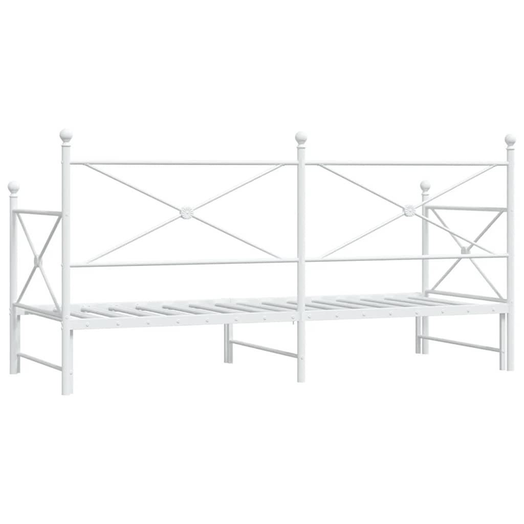 Daybed with Trundle without Mattress White 80x200 cm acél