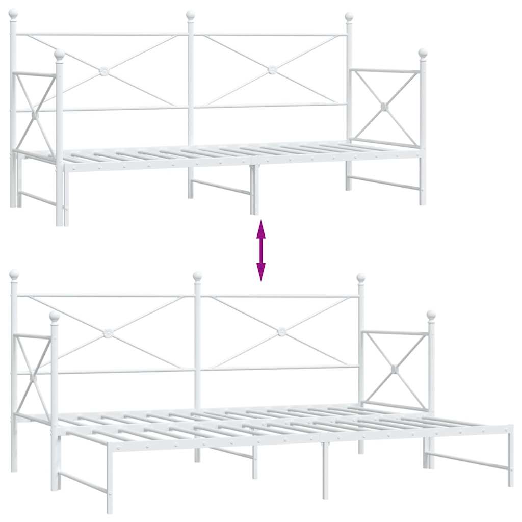 Daybed with Trundle without Mattress White 80x200 cm acél