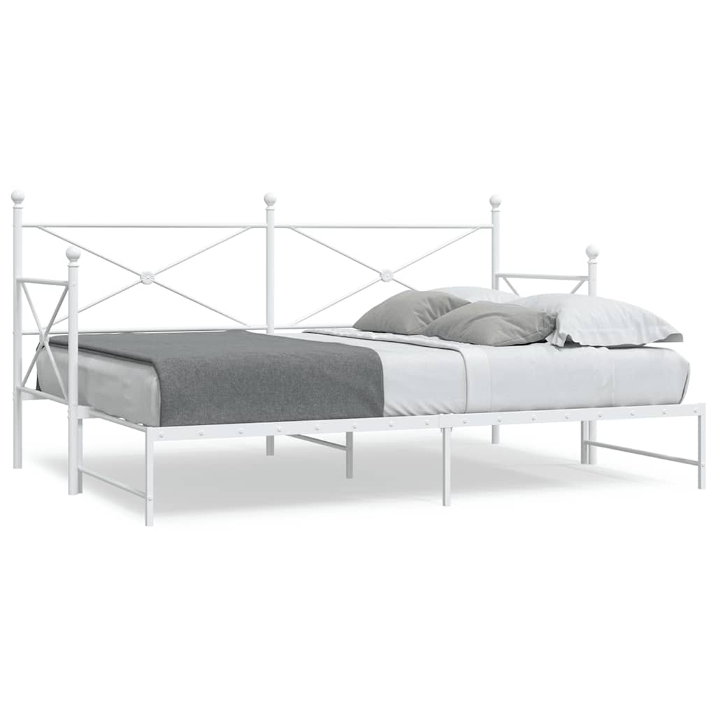 Daybed with Trundle without Mattress White 80x200 cm acél
