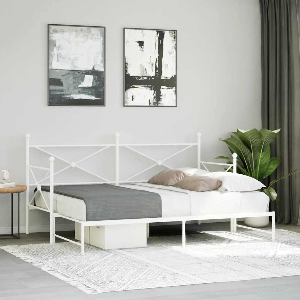 Daybed with Trundle without Mattress White 90x200 cm acél