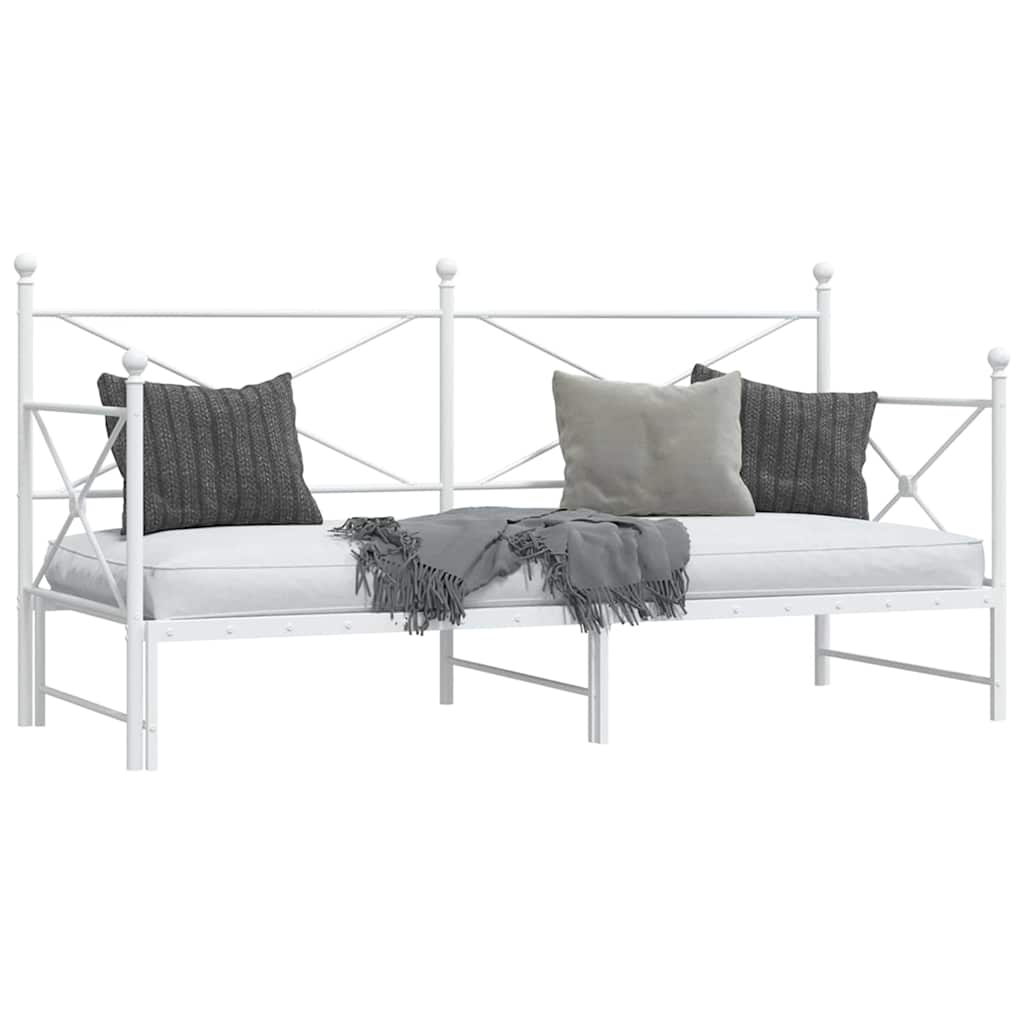 Daybed with Trundle without Mattress White 90x200 cm acél