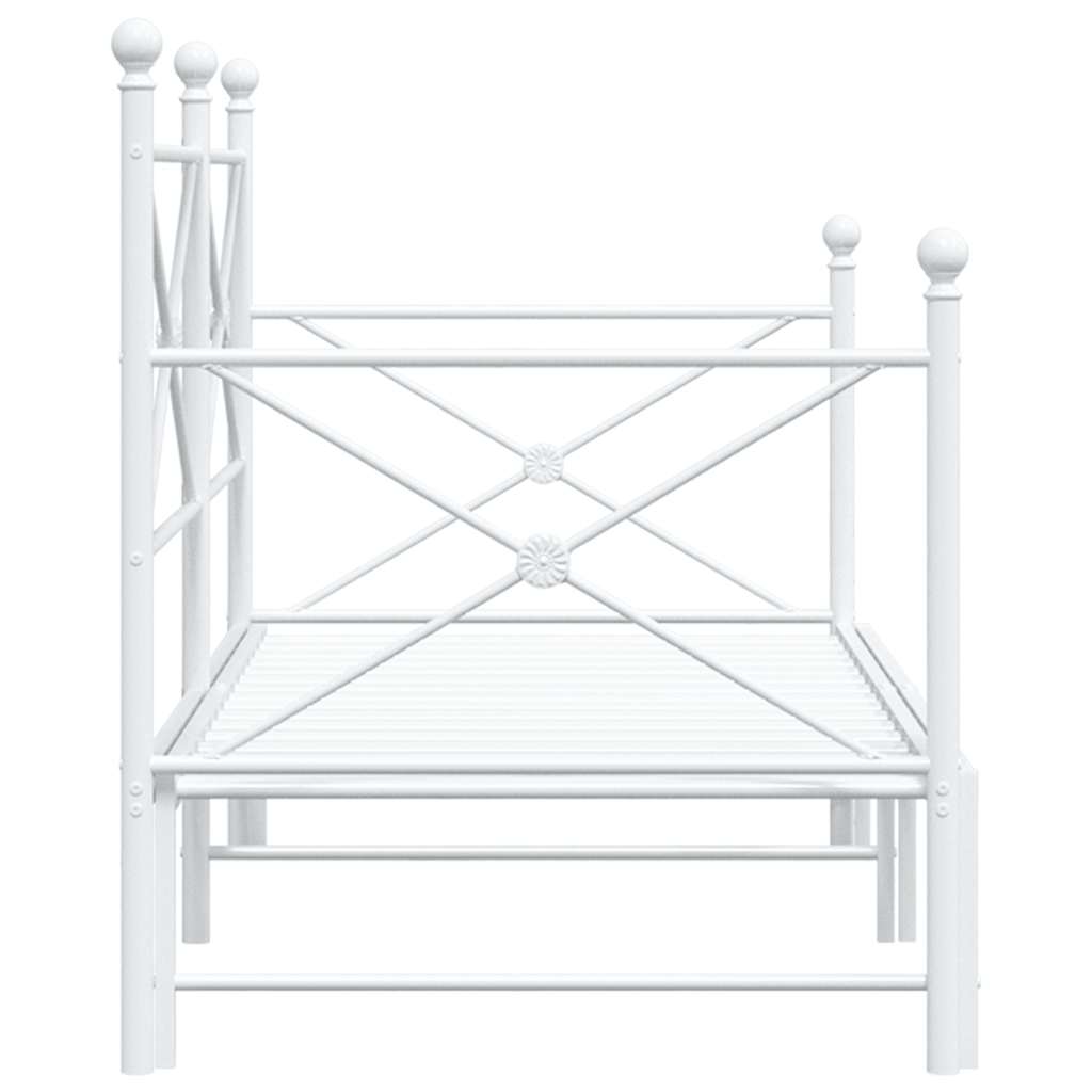 Daybed with Trundle without Mattress White 90x200 cm acél