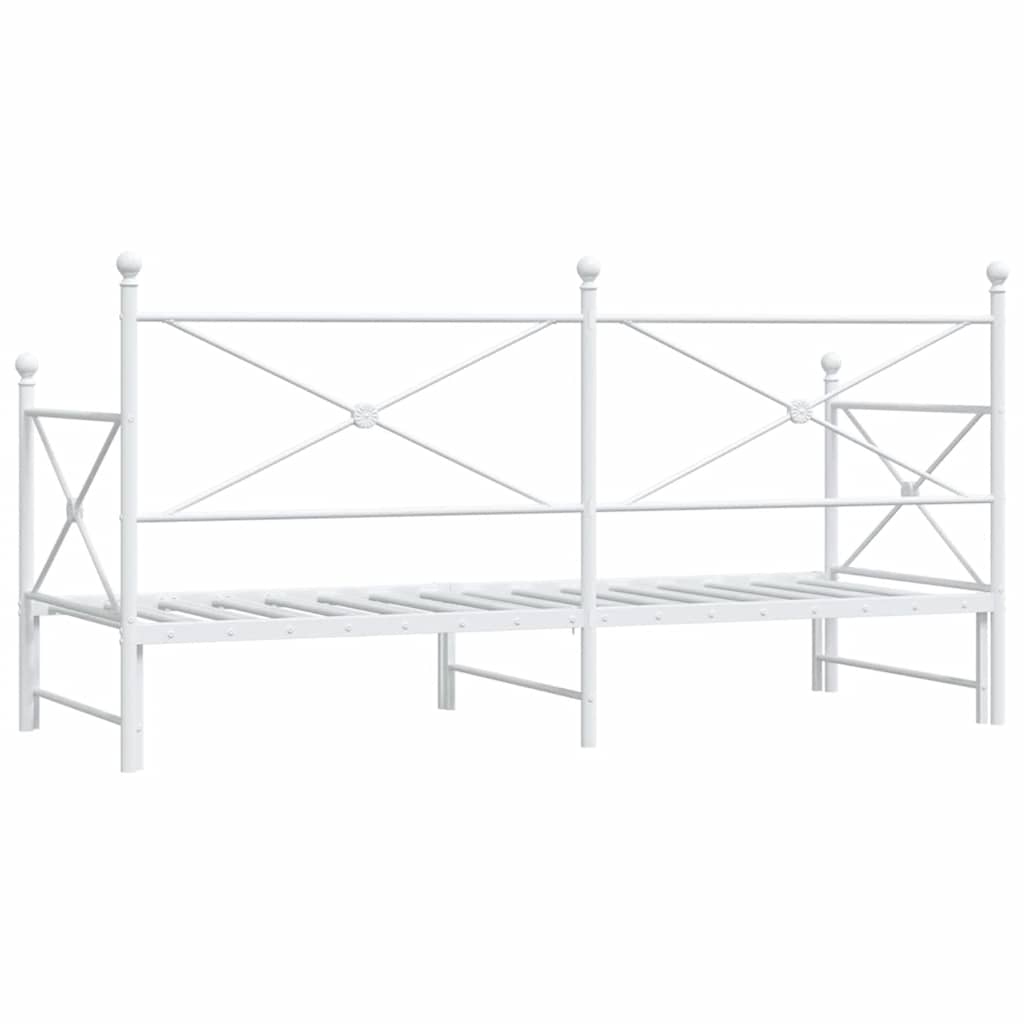 Daybed with Trundle without Mattress White 90x200 cm acél