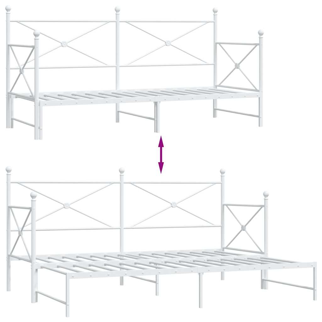Daybed with Trundle without Mattress White 90x200 cm acél
