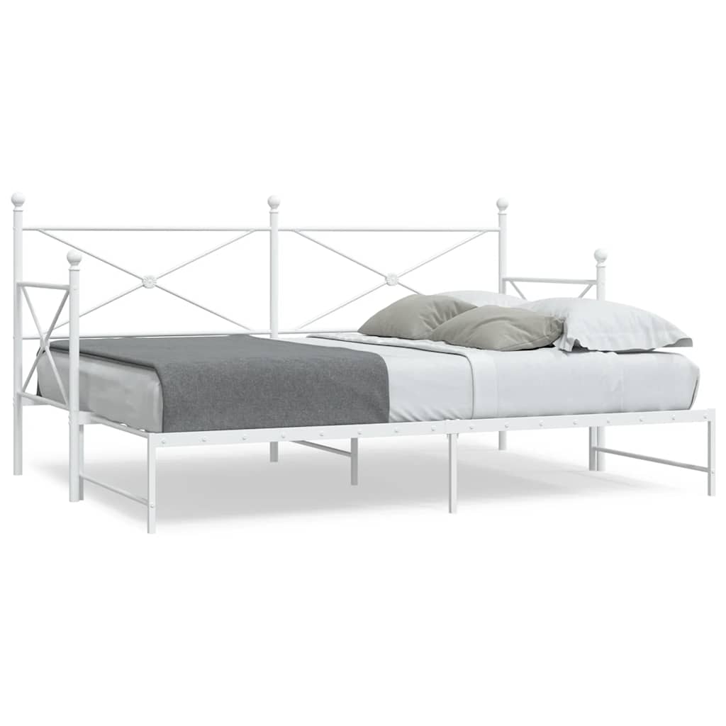 Daybed with Trundle without Mattress White 90x200 cm acél