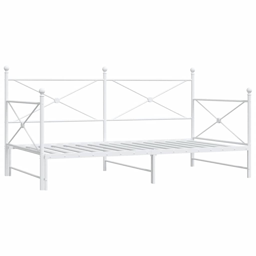 Daybed with Trundle without Mattress White 100x190 cm acél