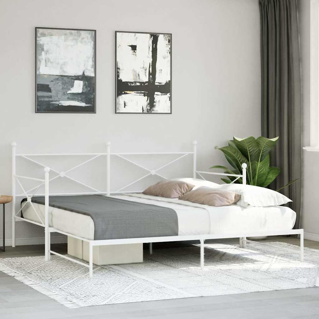 Daybed with Trundle without Mattress White 100x190 cm acél