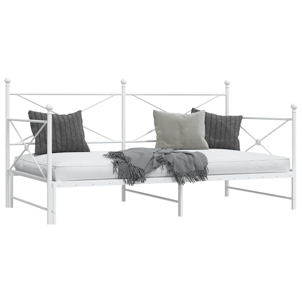 Daybed with Trundle without Mattress White 100x190 cm acél