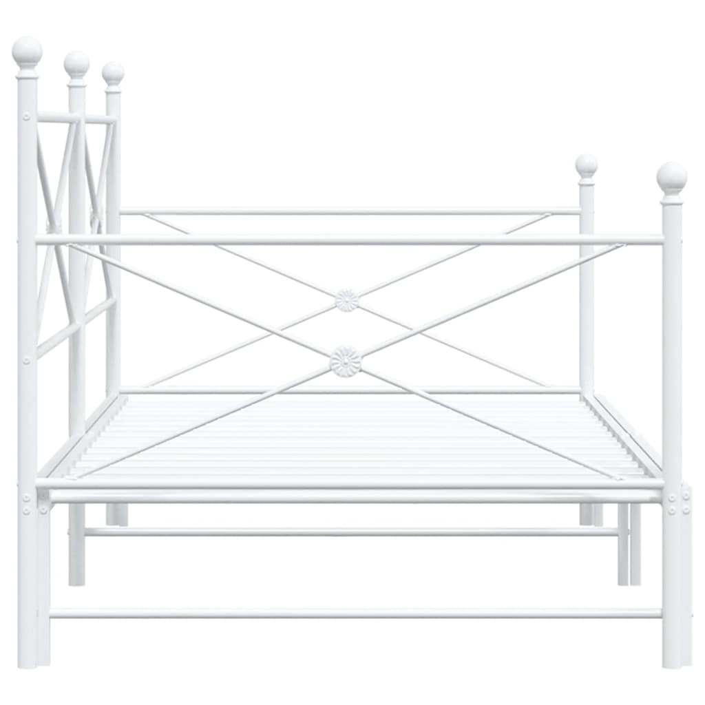 Daybed with Trundle without Mattress White 100x190 cm acél