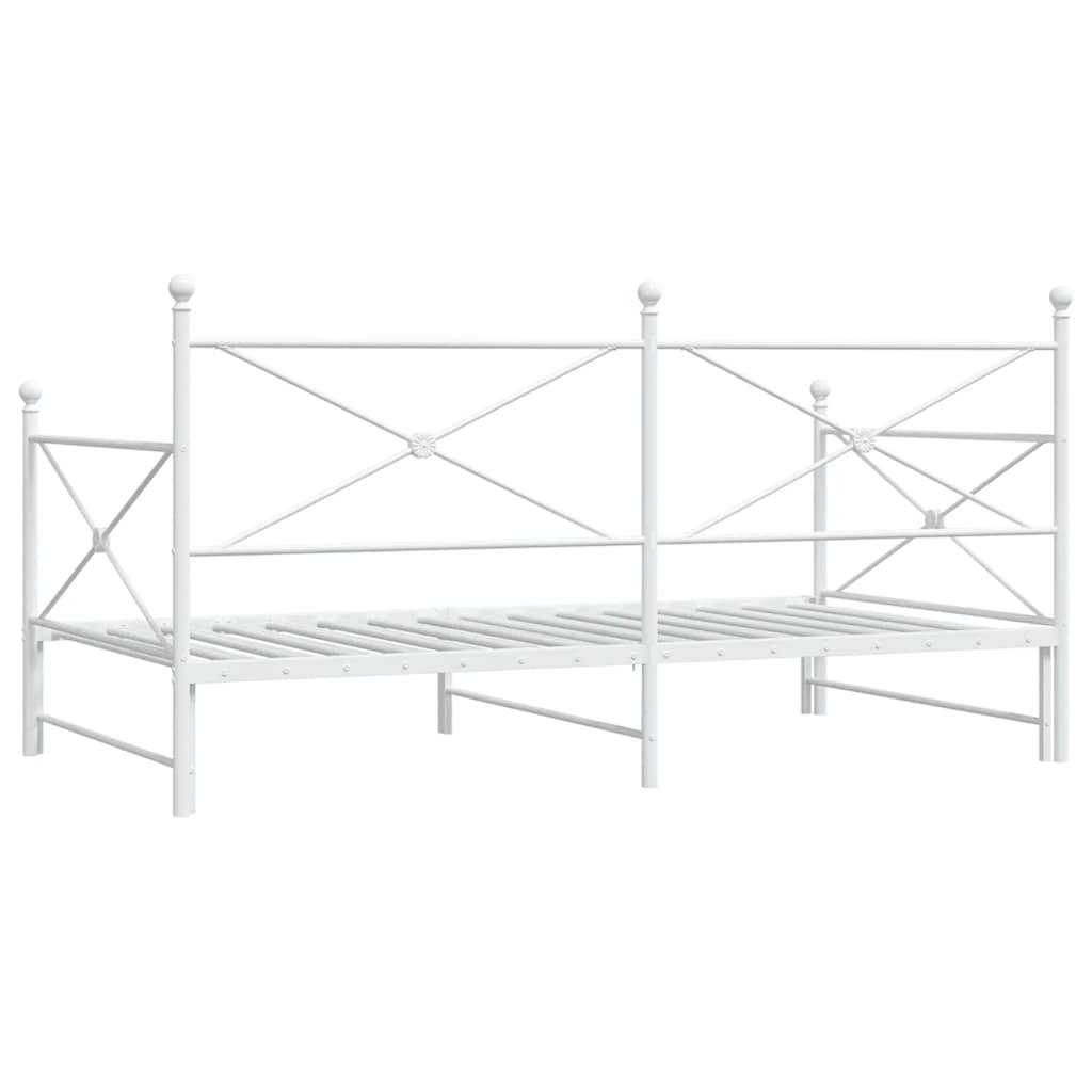 Daybed with Trundle without Mattress White 100x190 cm acél