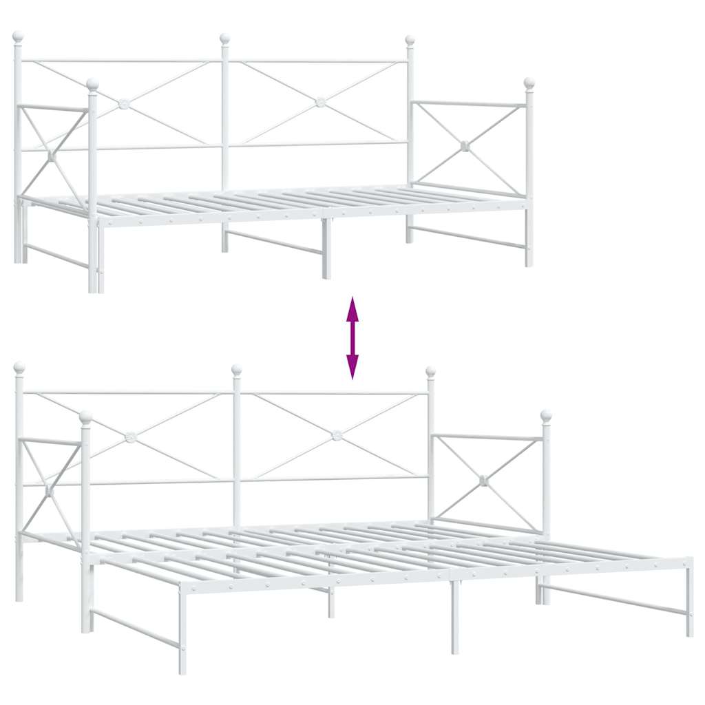 Daybed with Trundle without Mattress White 100x190 cm acél