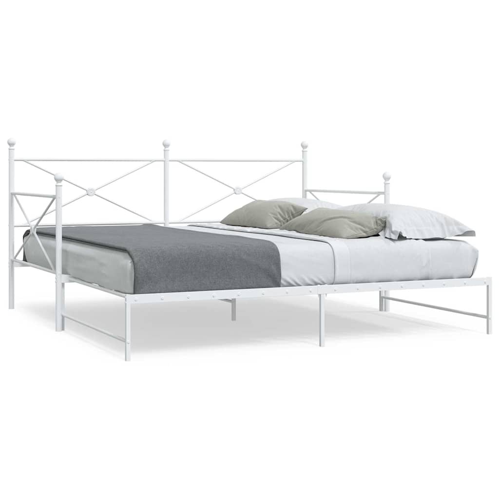 Daybed with Trundle without Mattress White 100x190 cm acél