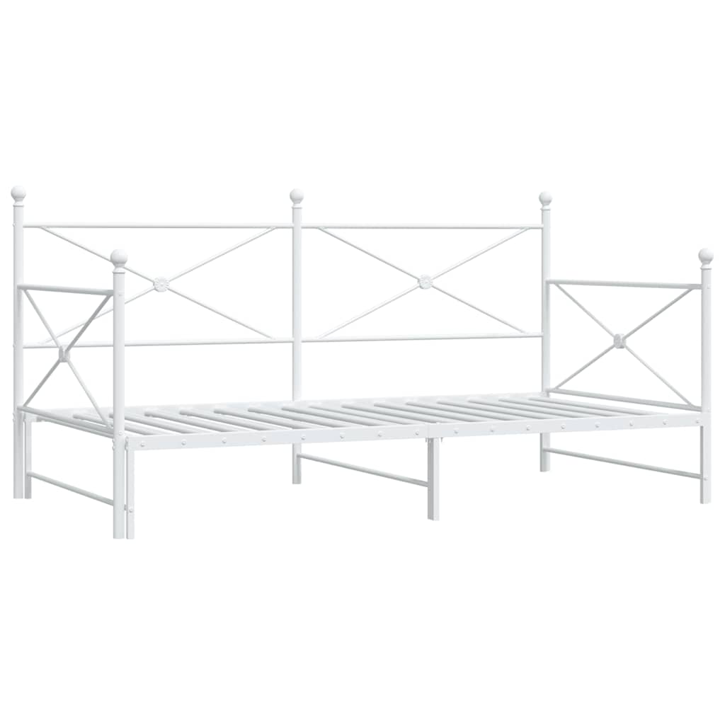 Daybed with Trundle without Mattress White 107x203 cm acél