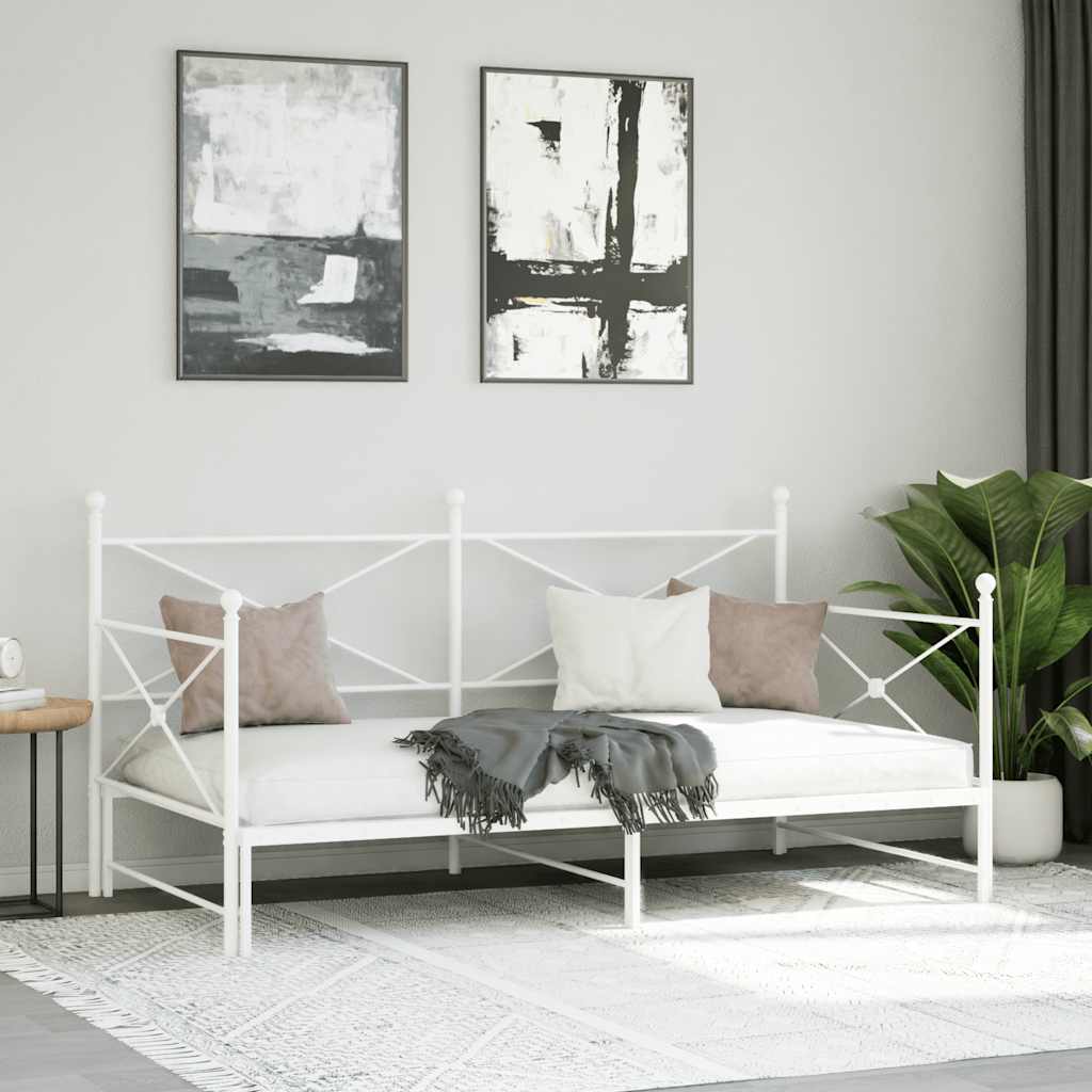 Daybed with Trundle without Mattress White 107x203 cm acél