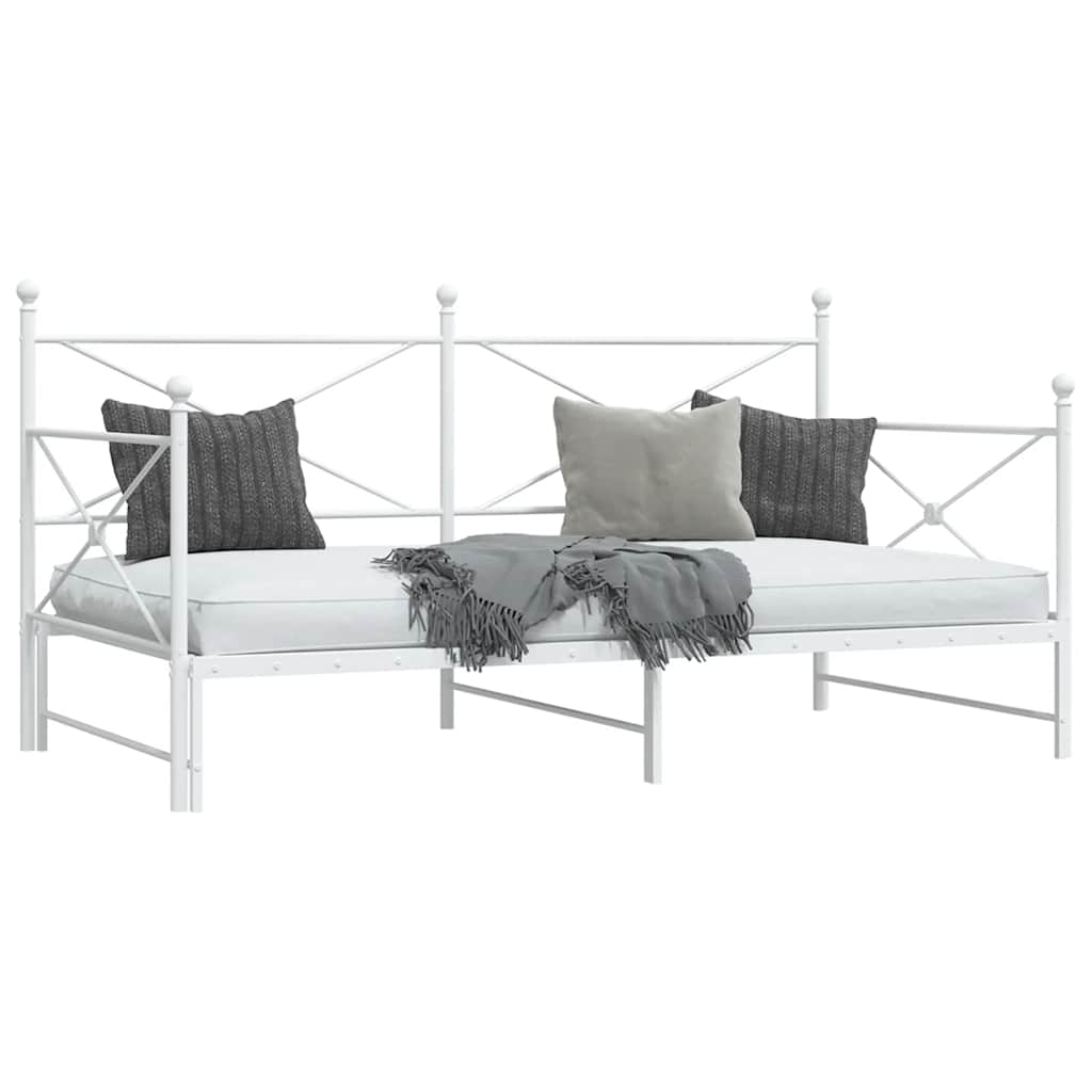 Daybed with Trundle without Mattress White 107x203 cm acél