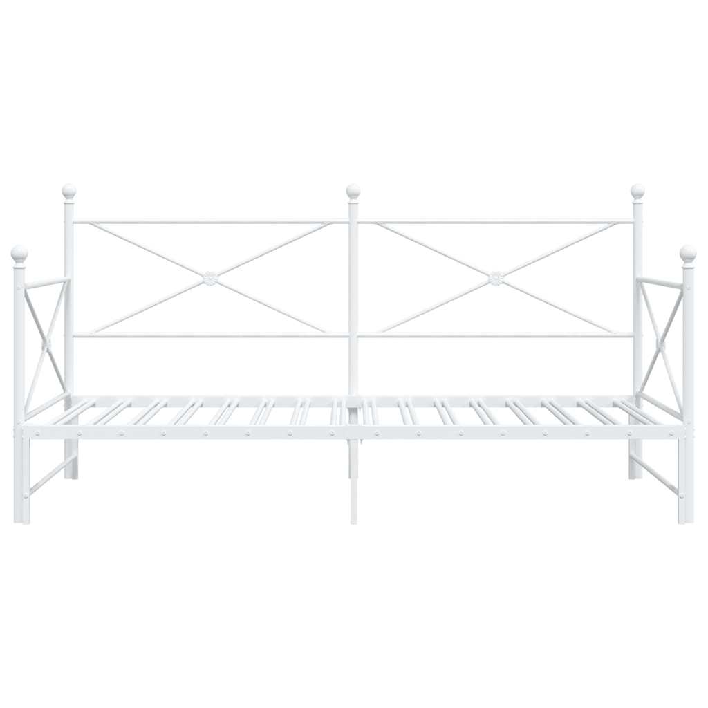 Daybed with Trundle without Mattress White 107x203 cm acél