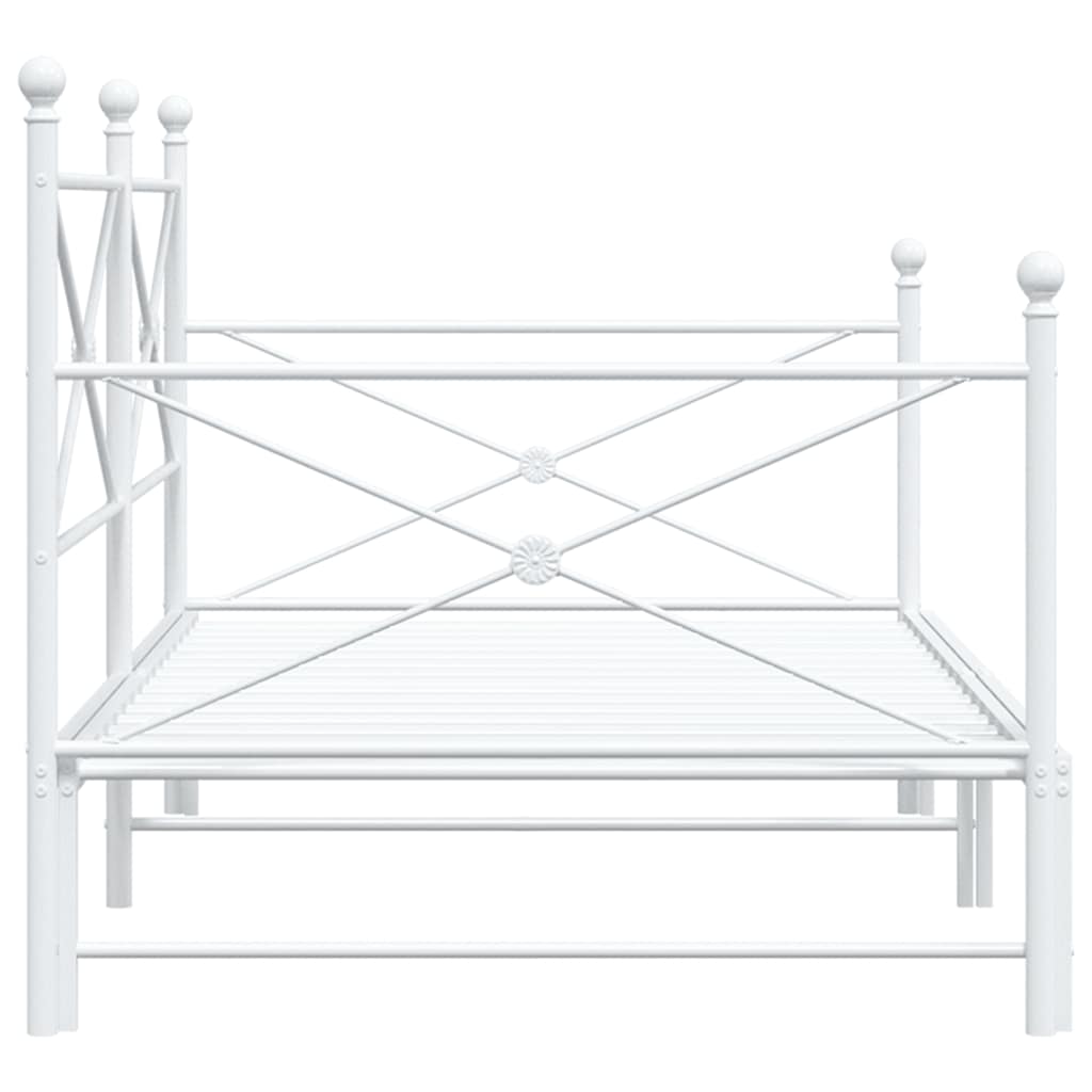 Daybed with Trundle without Mattress White 107x203 cm acél