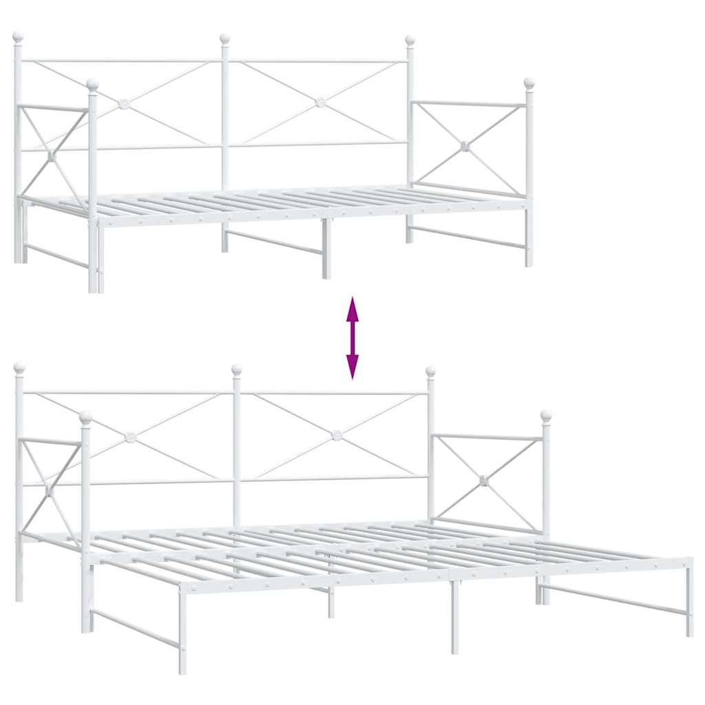 Daybed with Trundle without Mattress White 107x203 cm acél