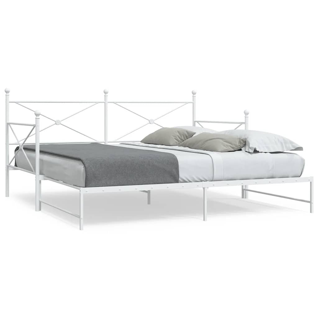 Daybed with Trundle without Mattress White 107x203 cm acél