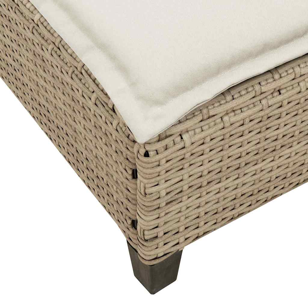 bézs polyrattan napozóágy párnákkal 55x200x25,5 cm