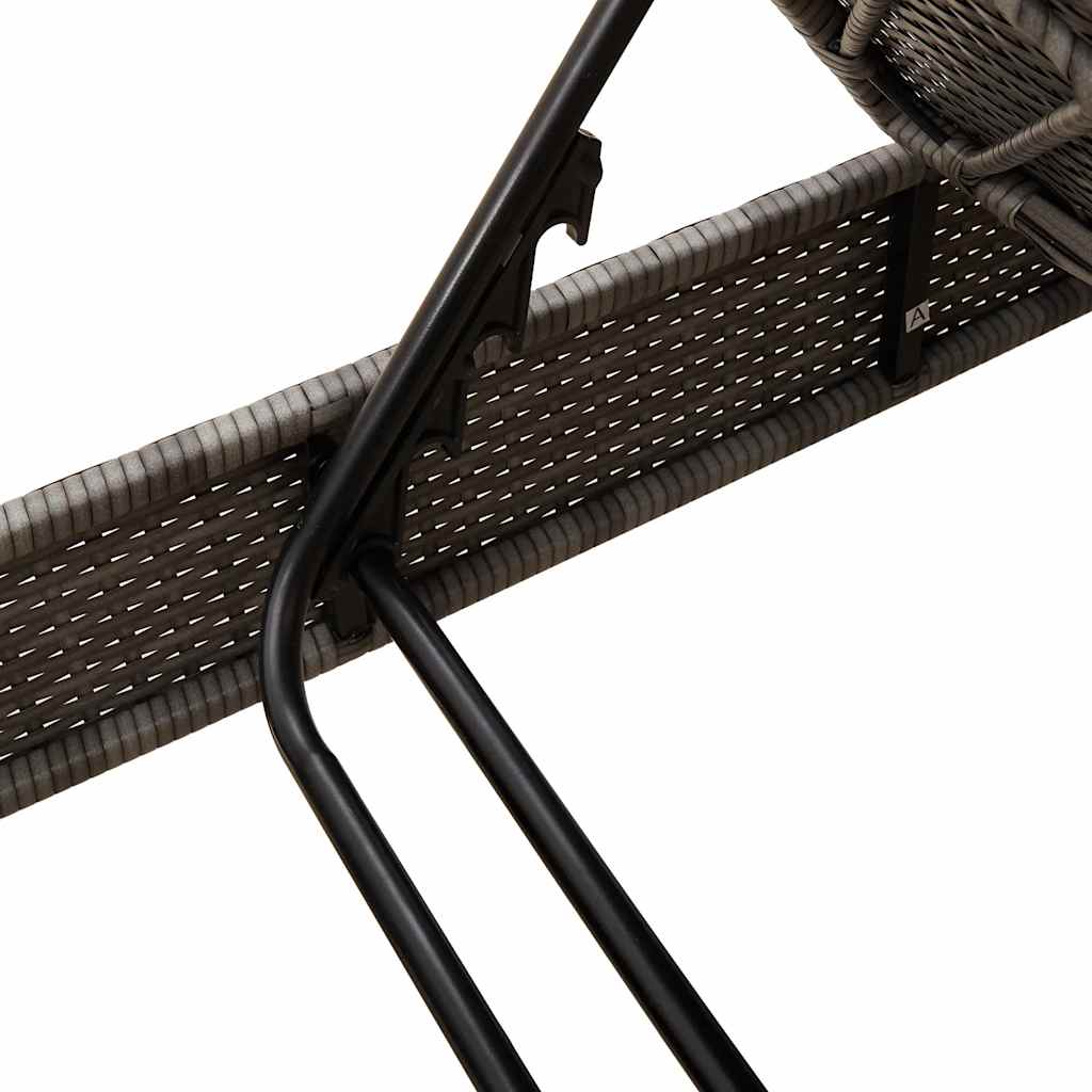 szürke polyrattan napozóágy párnákkal 55x200x25,5 cm