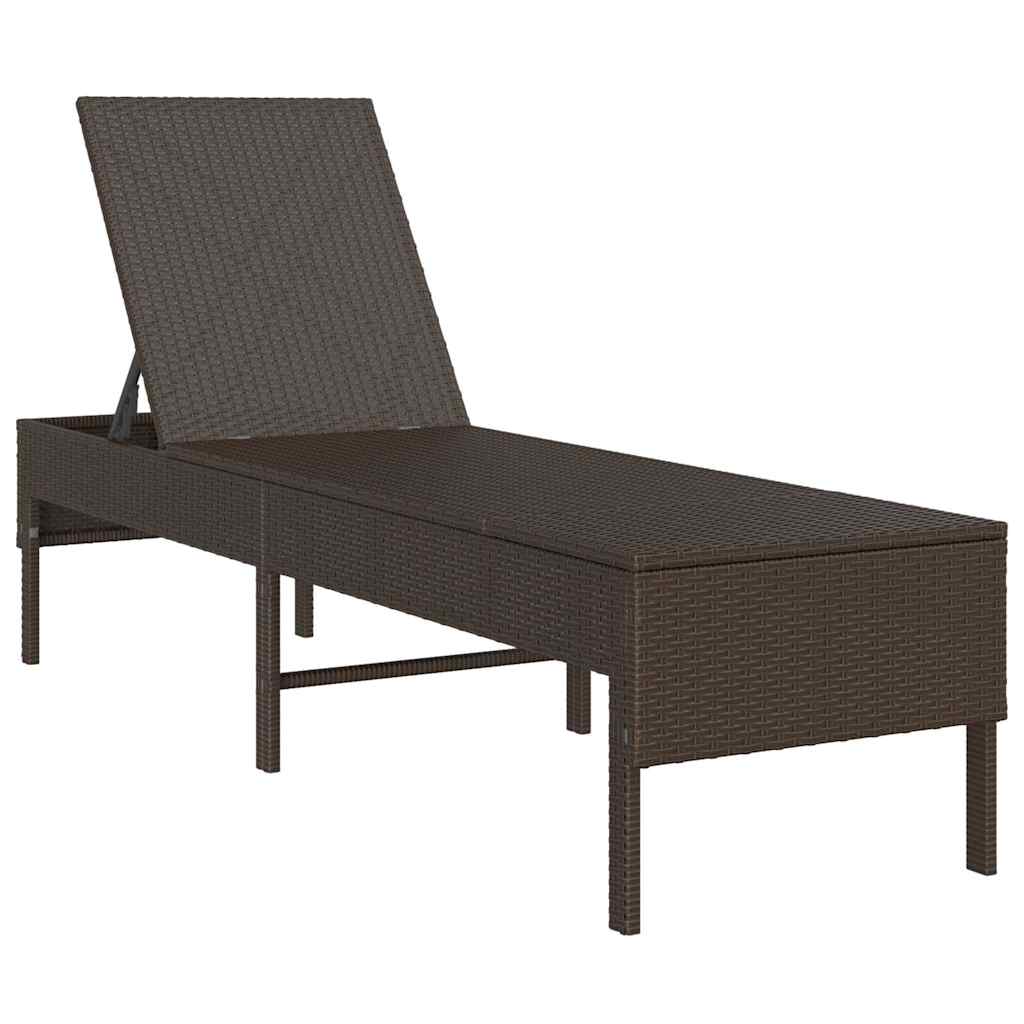 barna polyrattan napozóágy párnával 55x200x44 cm