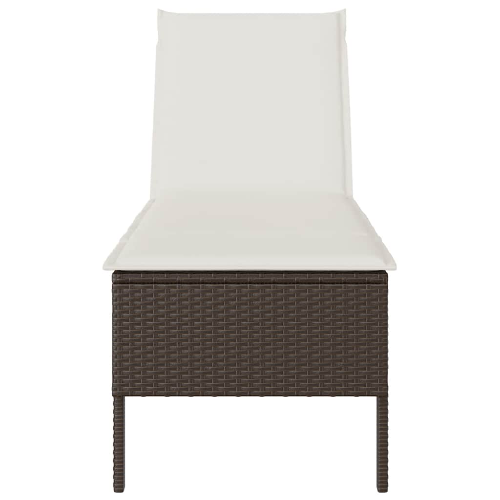 barna polyrattan napozóágy párnával 55x200x44 cm