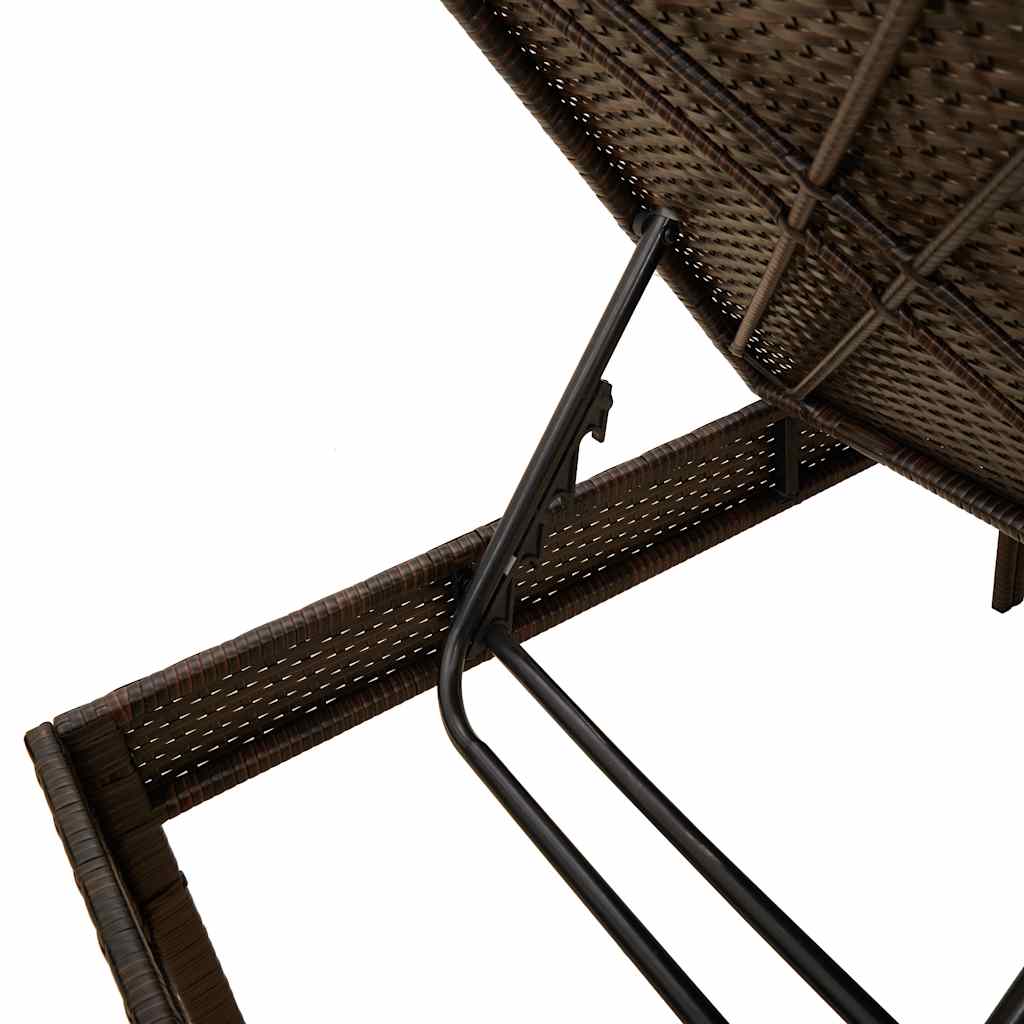 barna polyrattan napozóágy párnával 55x200x44 cm