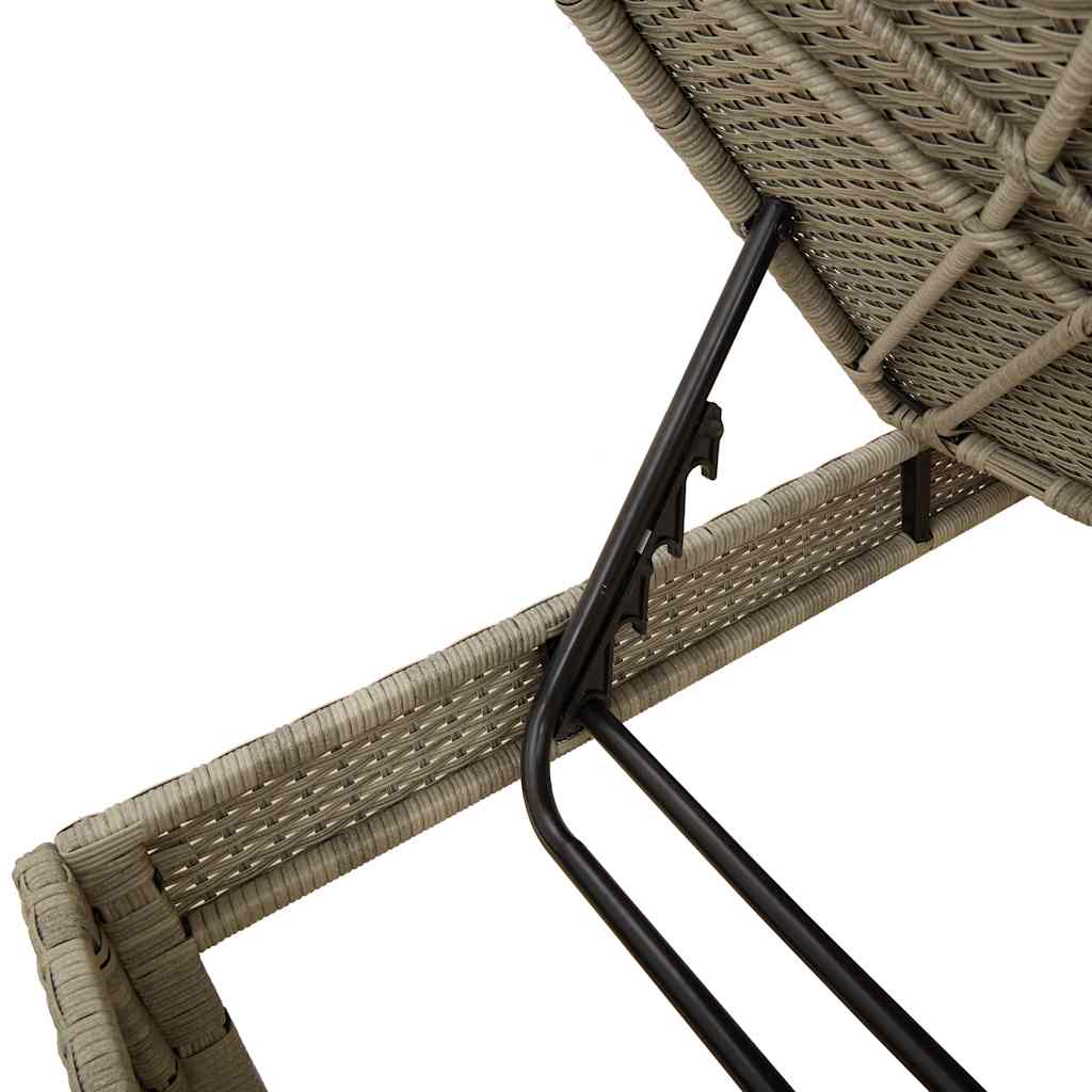 világosszürke polyrattan napozóágy párnával 55x200x44 cm