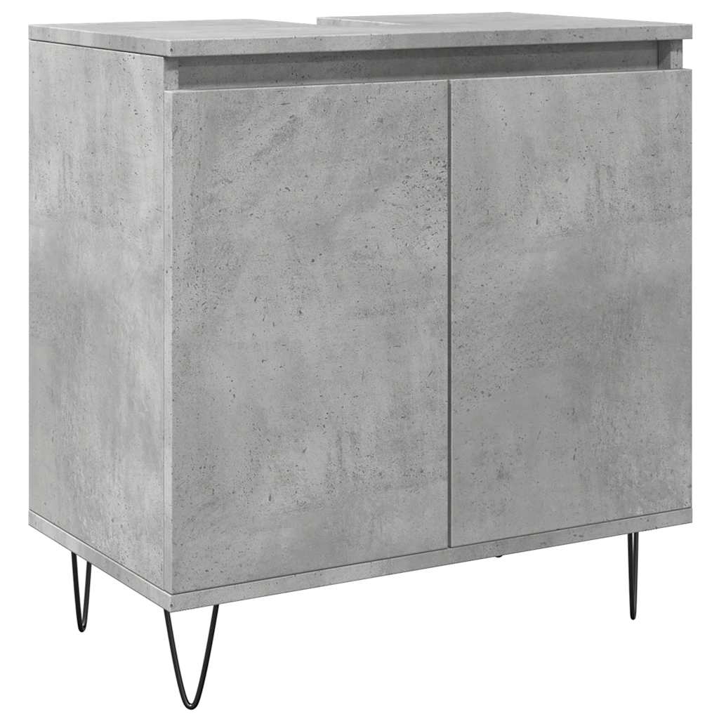 3 részes betonszürke szerelt fa fürdőszobai bútorszett