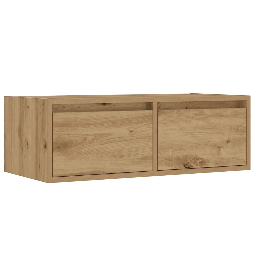 kézműves tölgy színű TV-szekrény LED-lámpákkal 75x35,5x25 cm