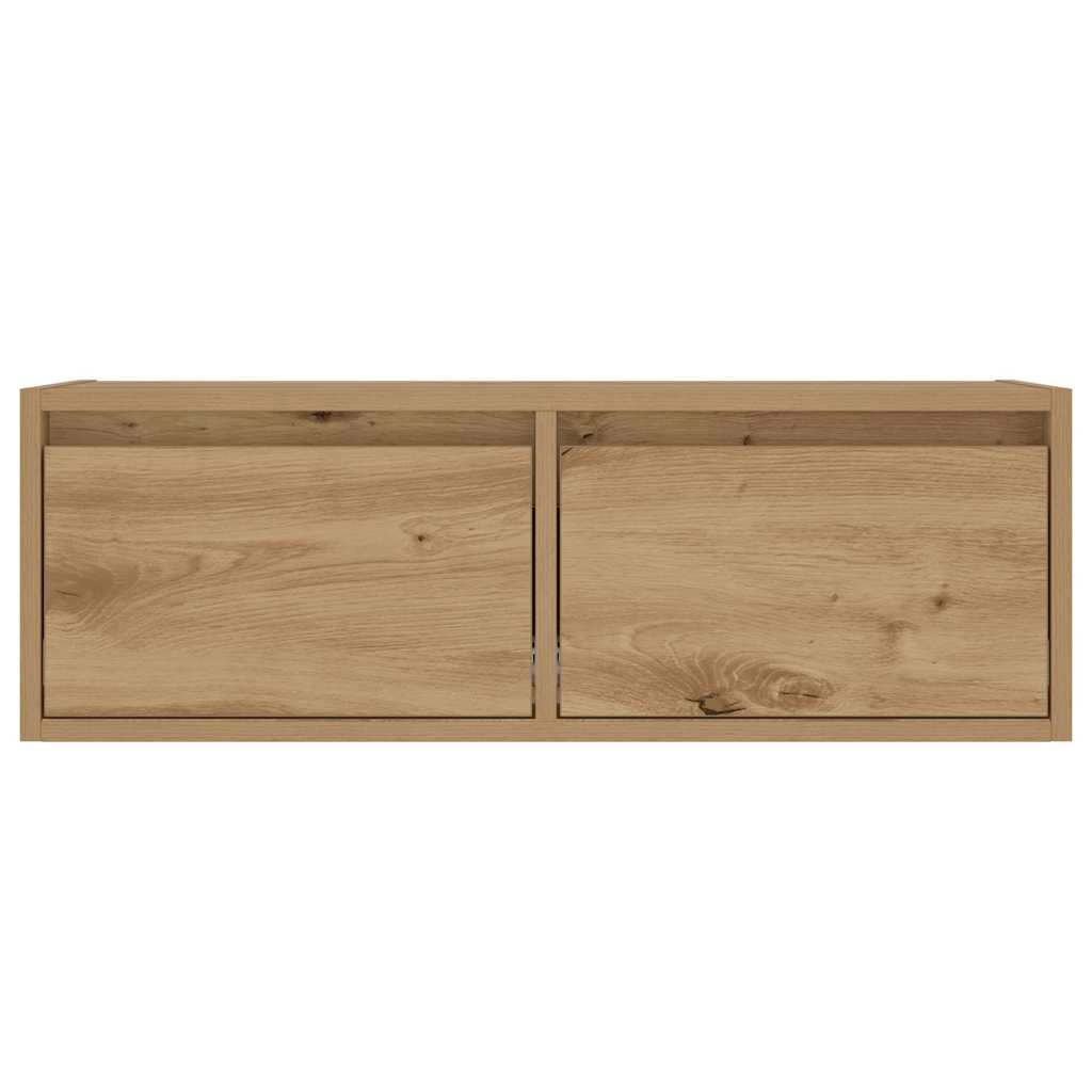 kézműves tölgy színű TV-szekrény LED-lámpákkal 75x35,5x25 cm