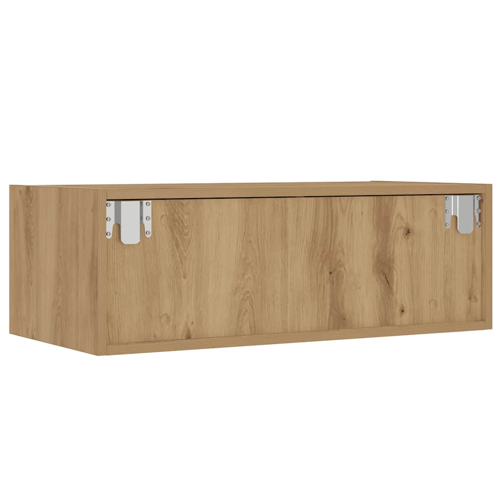 kézműves tölgy színű TV-szekrény LED-lámpákkal 75x35,5x25 cm