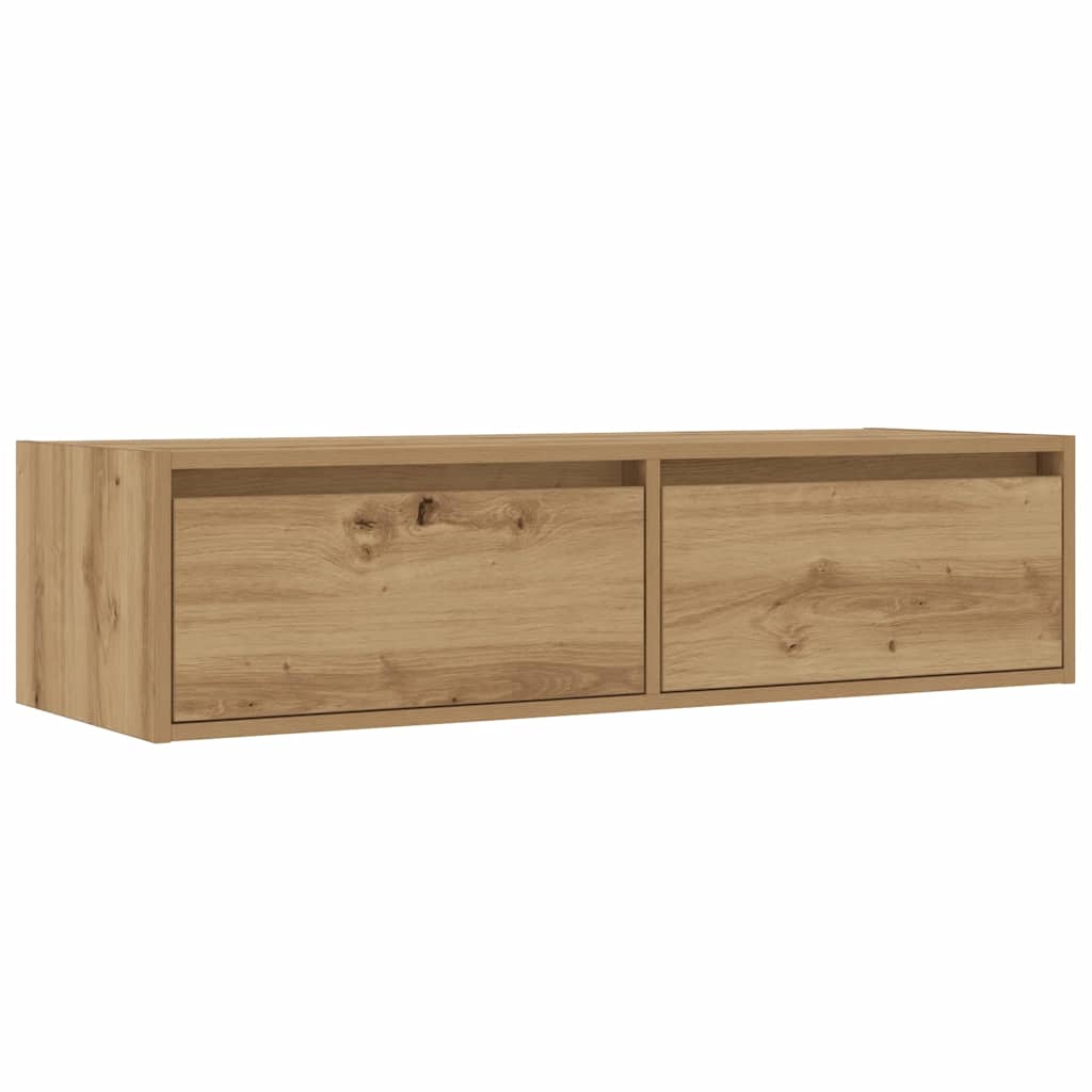 kézműves tölgy színű TV-szekrény LED-lámpákkal 100X35,5x25 cm