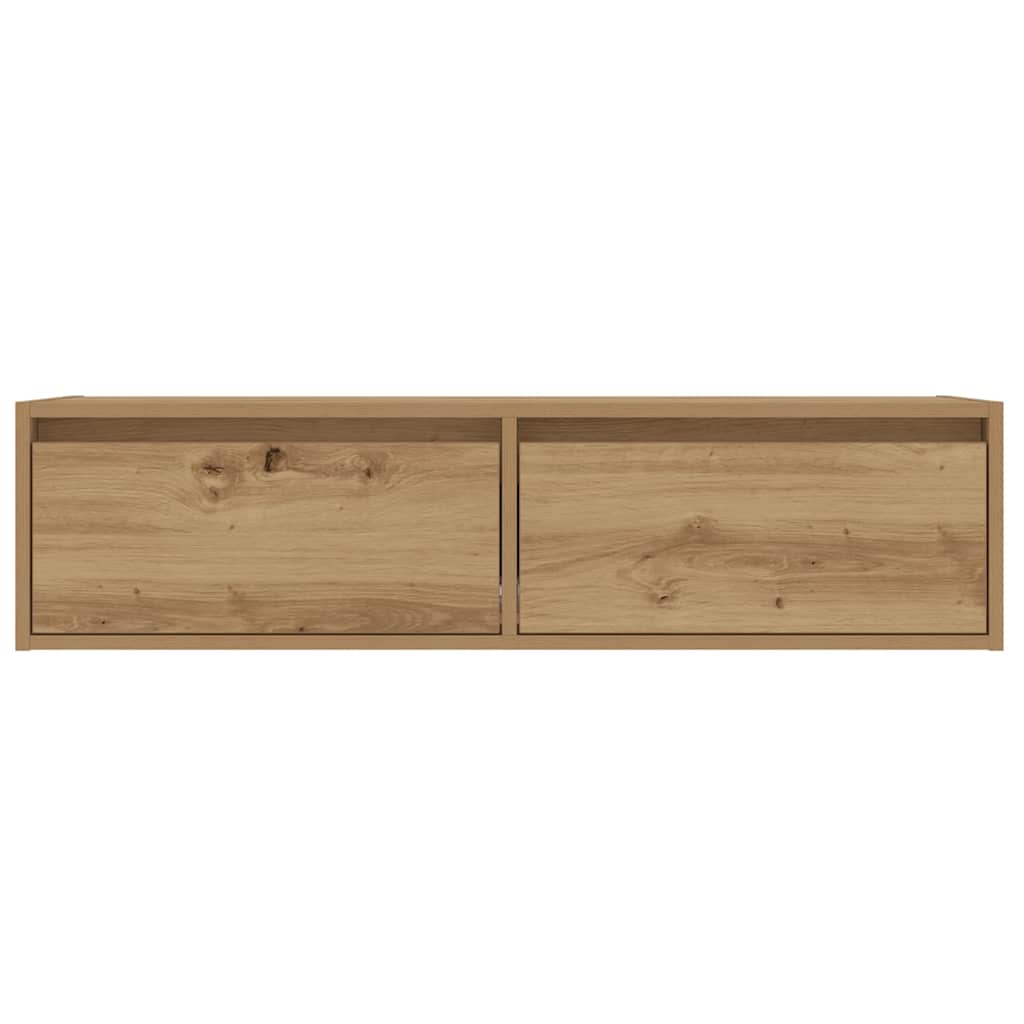 kézműves tölgy színű TV-szekrény LED-lámpákkal 100X35,5x25 cm