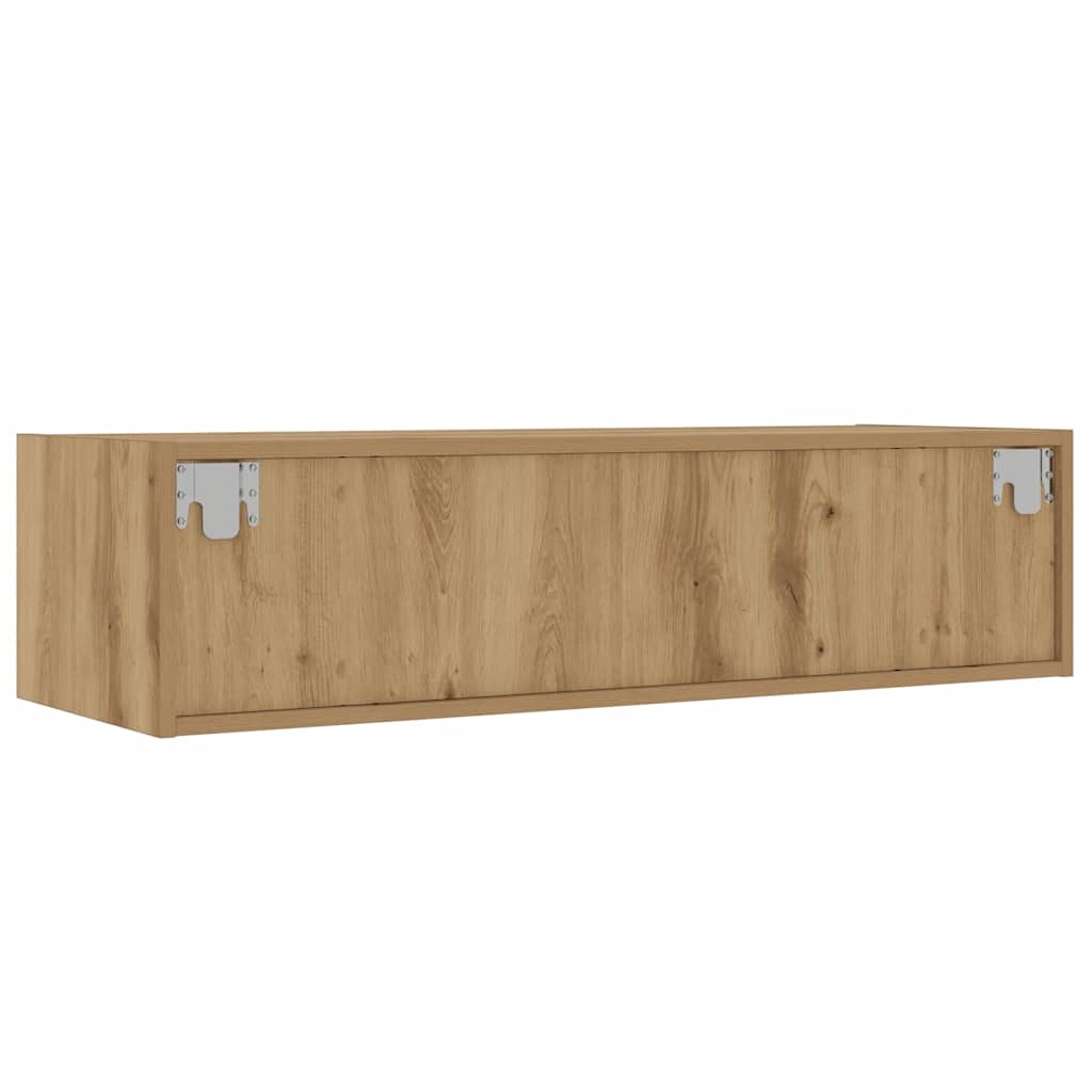 kézműves tölgy színű TV-szekrény LED-lámpákkal 100X35,5x25 cm