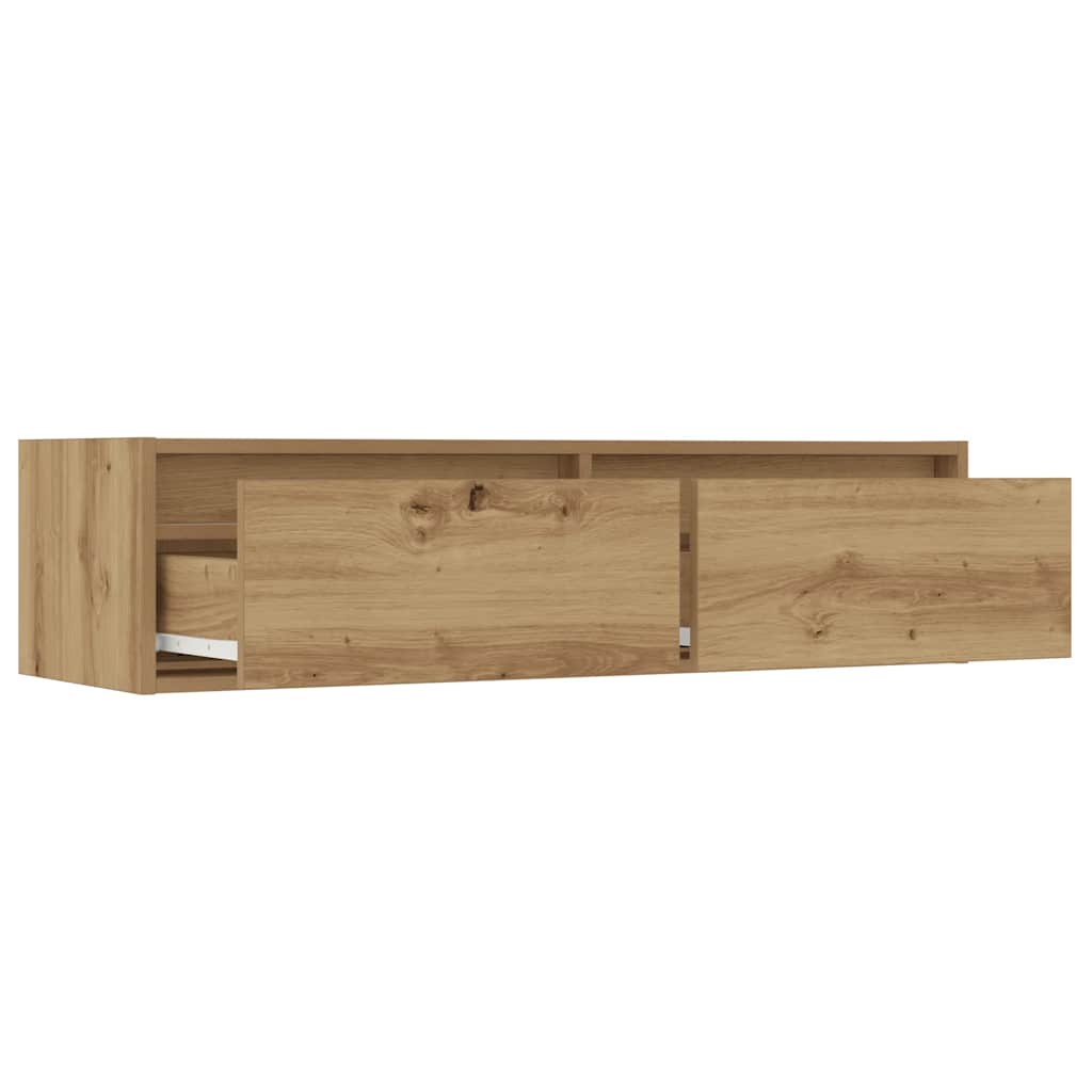 kézműves tölgy színű TV-szekrény LED-lámpákkal 100X35,5x25 cm