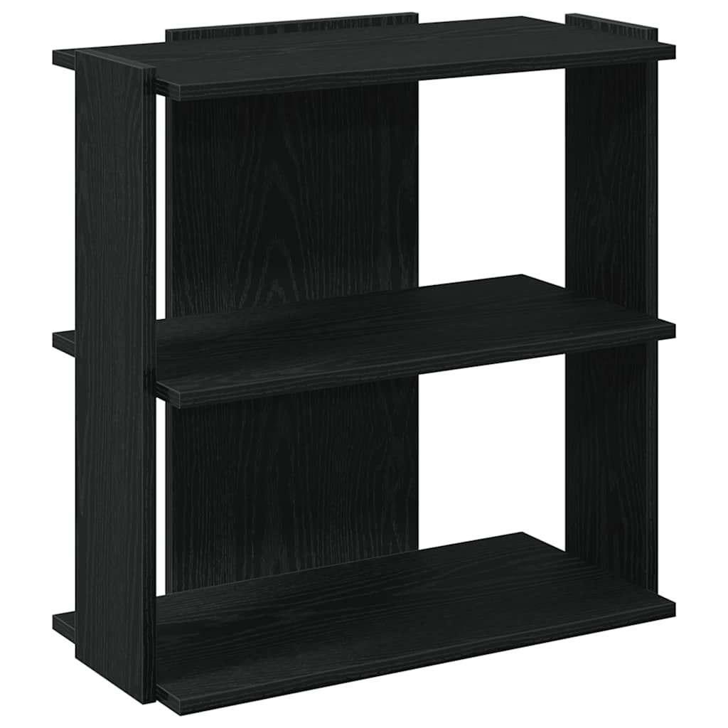3 szintes fekete szerelt fa könyvespolc 60x30x60 cm