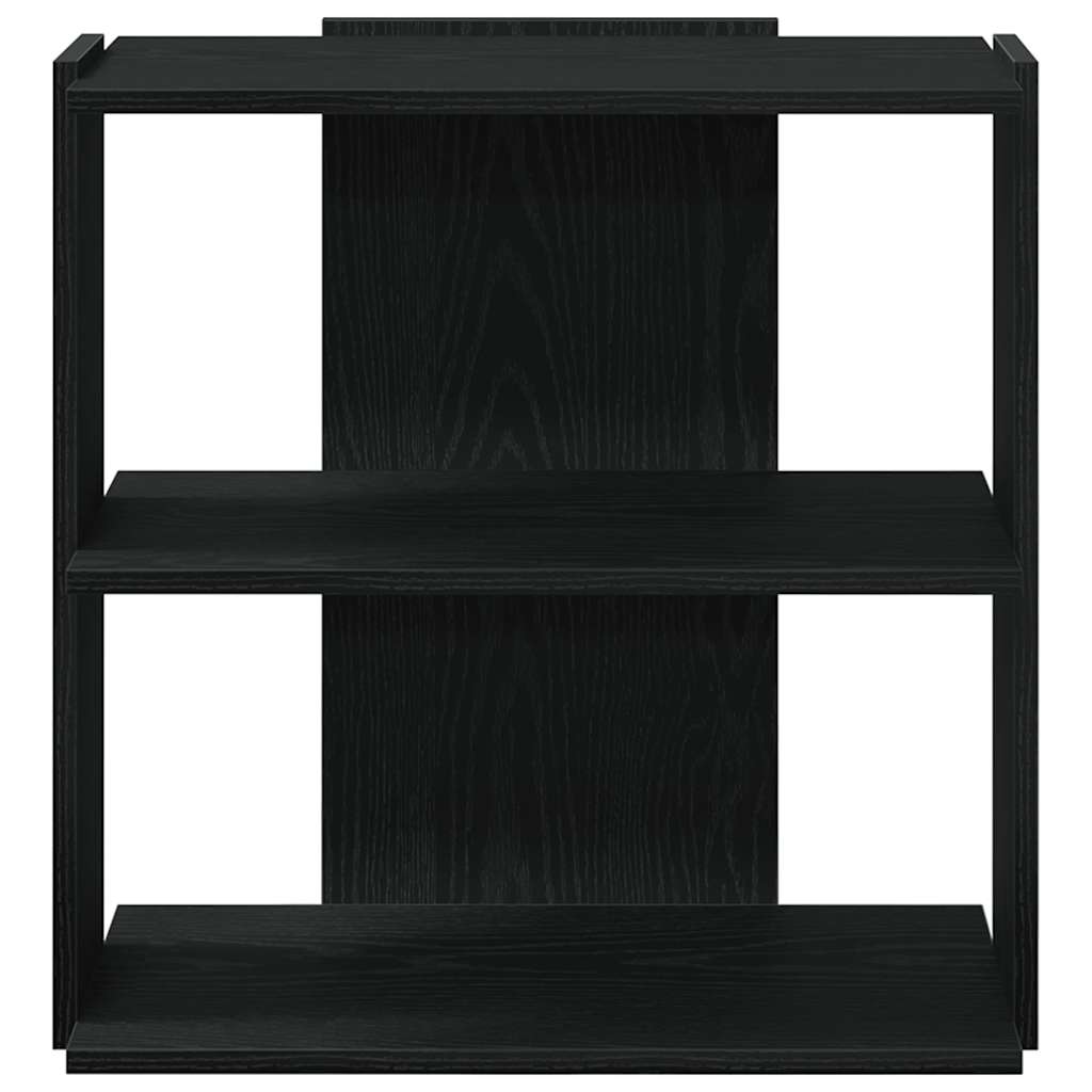 3 szintes fekete szerelt fa könyvespolc 60x30x60 cm