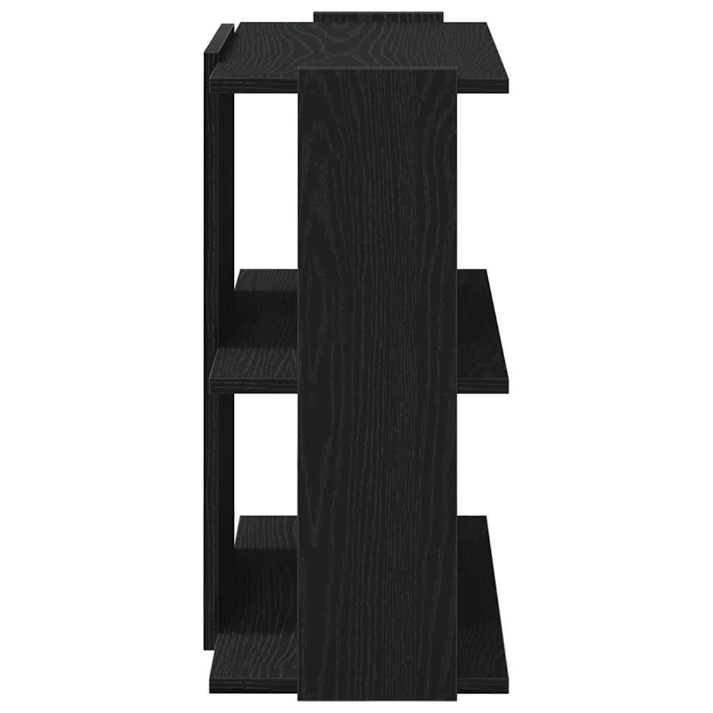 3 szintes fekete szerelt fa könyvespolc 60x30x60 cm
