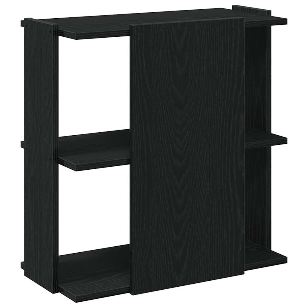 3 szintes fekete szerelt fa könyvespolc 60x30x60 cm